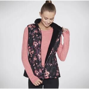 SKETCHERS GoWalk GoShield Large Floral Vest NWT  Diamond Quilt Sherpa Woman’s
